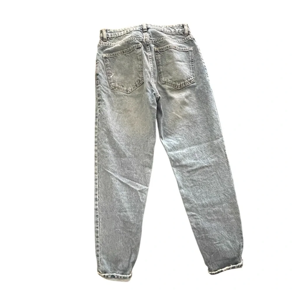 Zara Women Distressed Jeans Tapered Leg, Barrel. Size: 0 - Picture 3 of 7